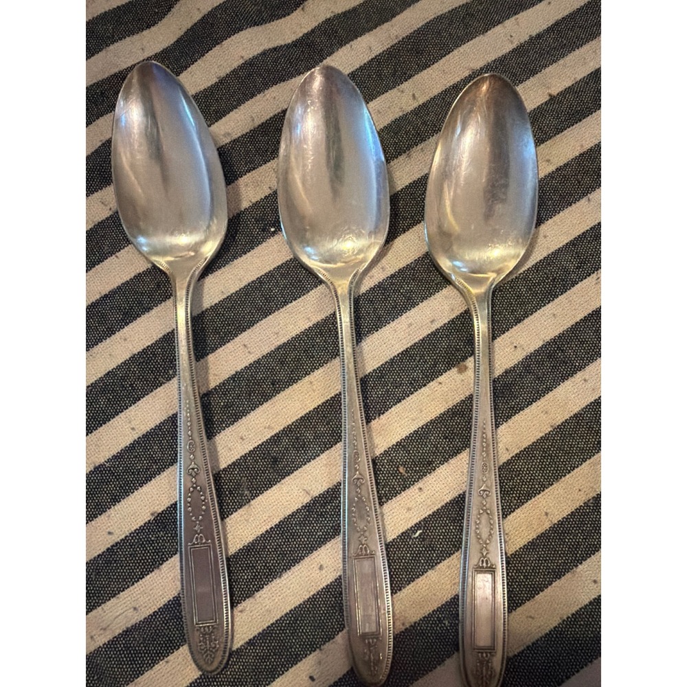 Oneida Grosvenor Community Plate Silverplate Teaspoons Set of 3 Vintage Art Deco